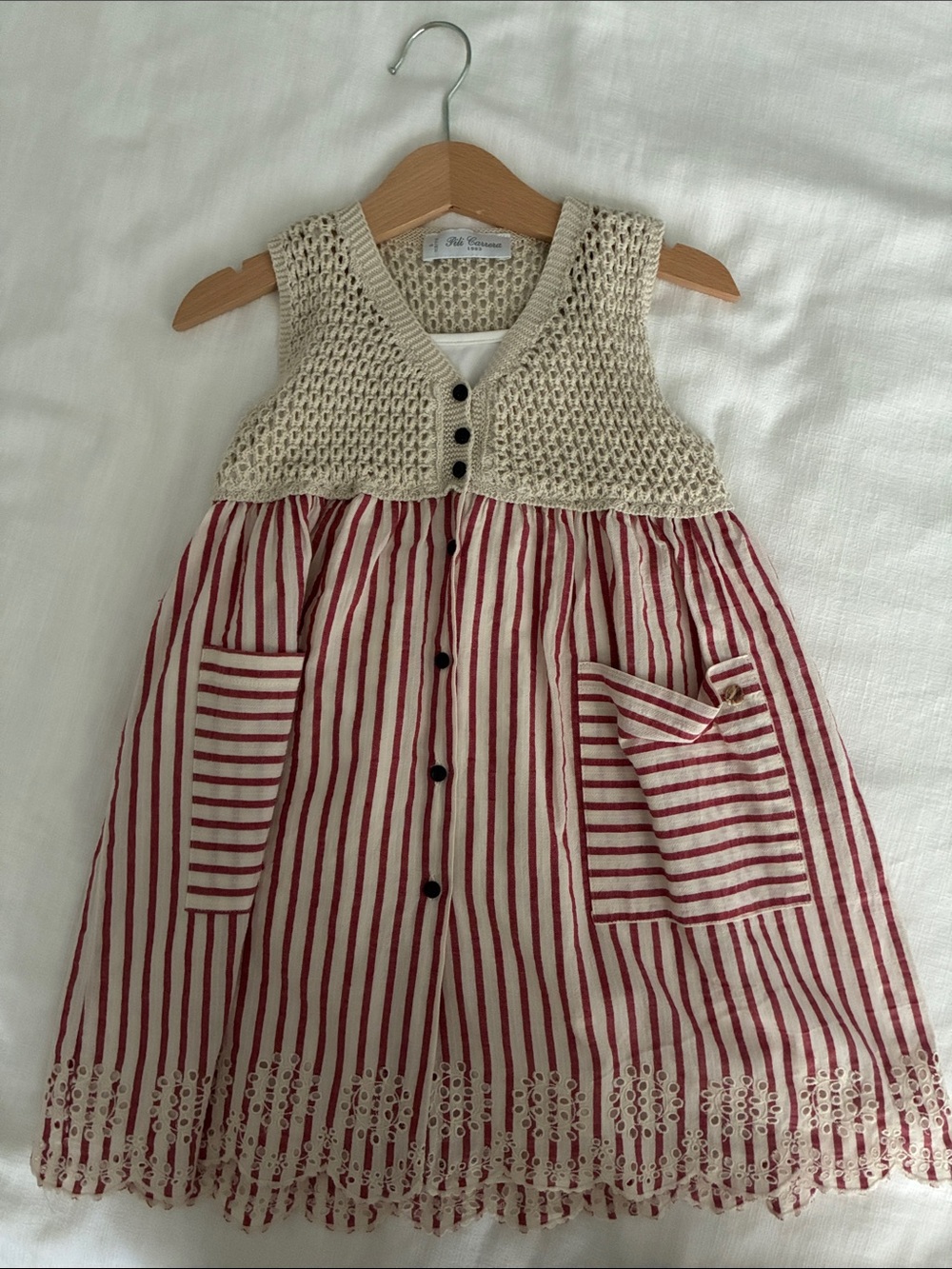 NWOT Pili Carrera Kids Girls Crochet Dress Sundress Size 6 Years